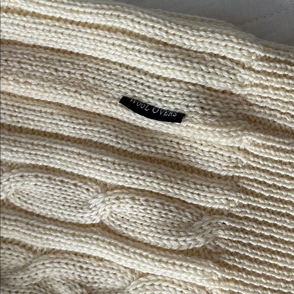 WoolOvers Men’s XL Fisherman Cable Knit Wool Sweater Cream Ivory Aran Pullover - Picture 12 of 13